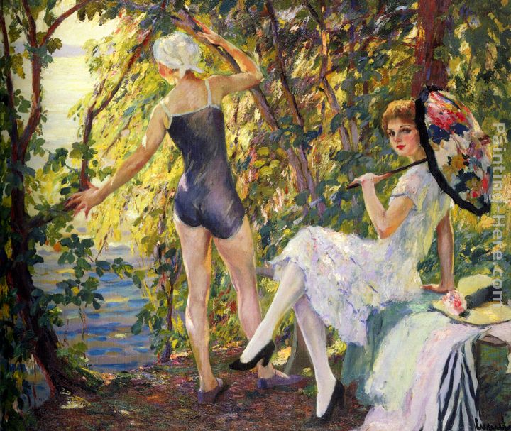 The Bathers painting - Edward Cucuel The Bathers art painting
